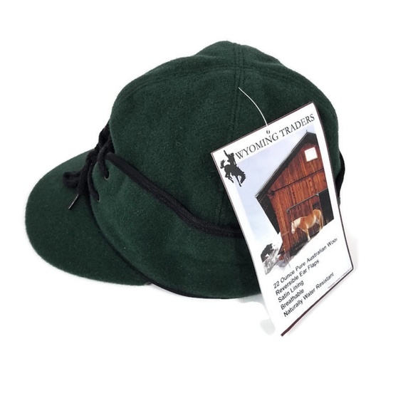 WYOMING TRADERS FOREST GREEN 100% PURE WOOL HAT - Picture 2 of 6